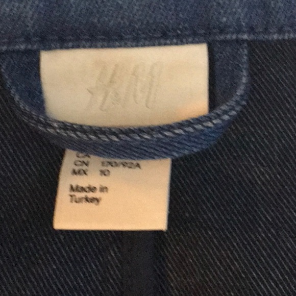 H&M denim long button jacket big pockets 2 button front - Picture 8 of 11